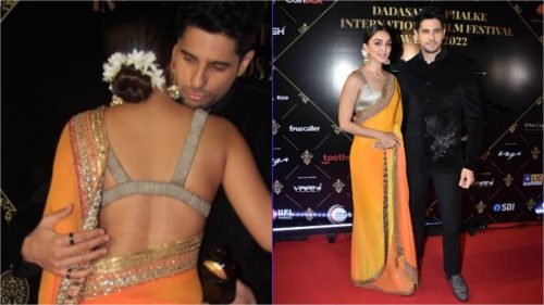 Saree Look of Kiara Advani : कियारा आडवाणी ने गोल्डन कॉम्बिनेशन वाली पीले रंग की साड़ी पहनी है