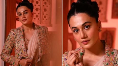 Taapsee Pannu Glamorous Look : साड़ी के साथ लॉन्ग कोर्ट पहना तापसी पन्नू का ये अंदाज खूब सुर्खियां बटोर रहा है