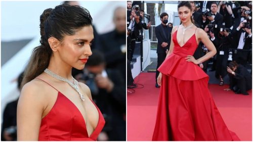 Deepika Padukone ने कान्स के तीसरे दिन हार्ट रेड कलर का ऑफ शोल्डर गाउन में ढाया कहर